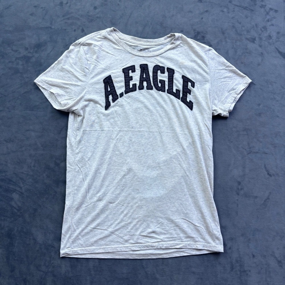 American Eagle Athletic Fit T-Shirt Gray Heather A. Eagle Applique Mens Medium